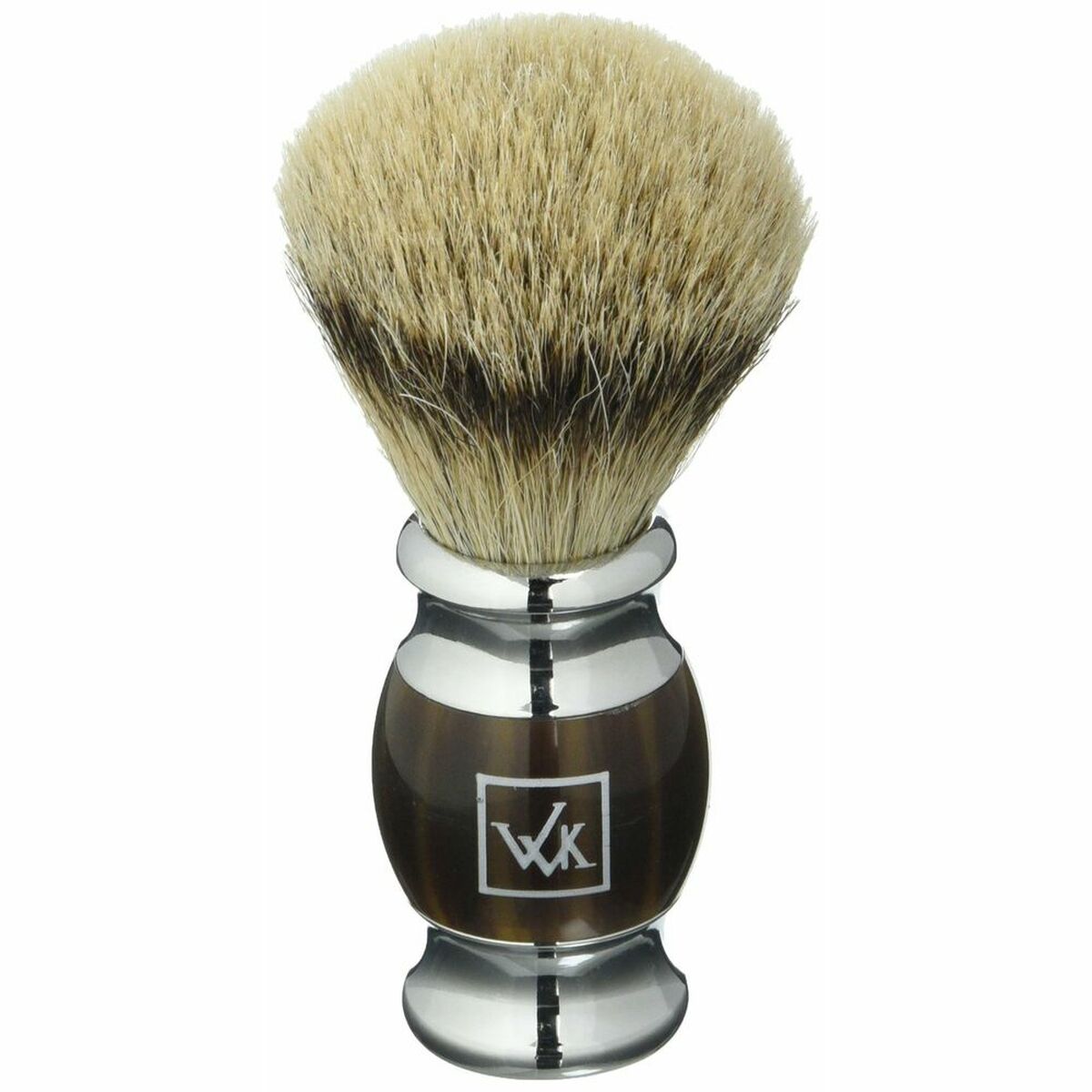 Blaireau Walkiria Méthacrylate Naturel Marron Argenté 212Barber.com