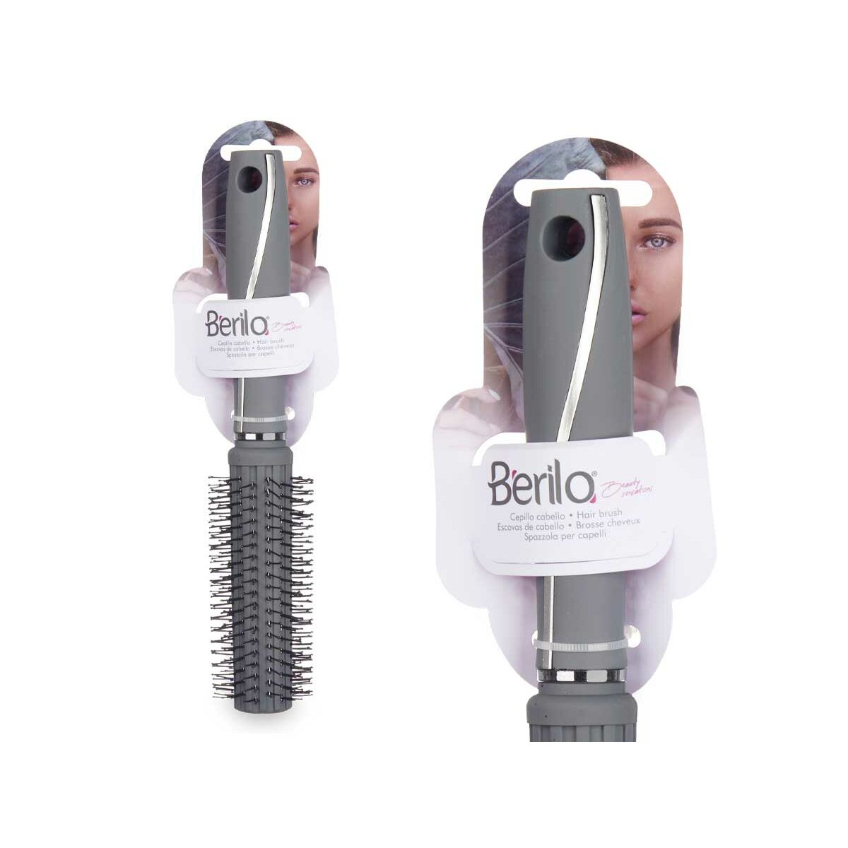 Brosse Ronde Gris Silicone Plastique (12 Unités) 212Barber.com