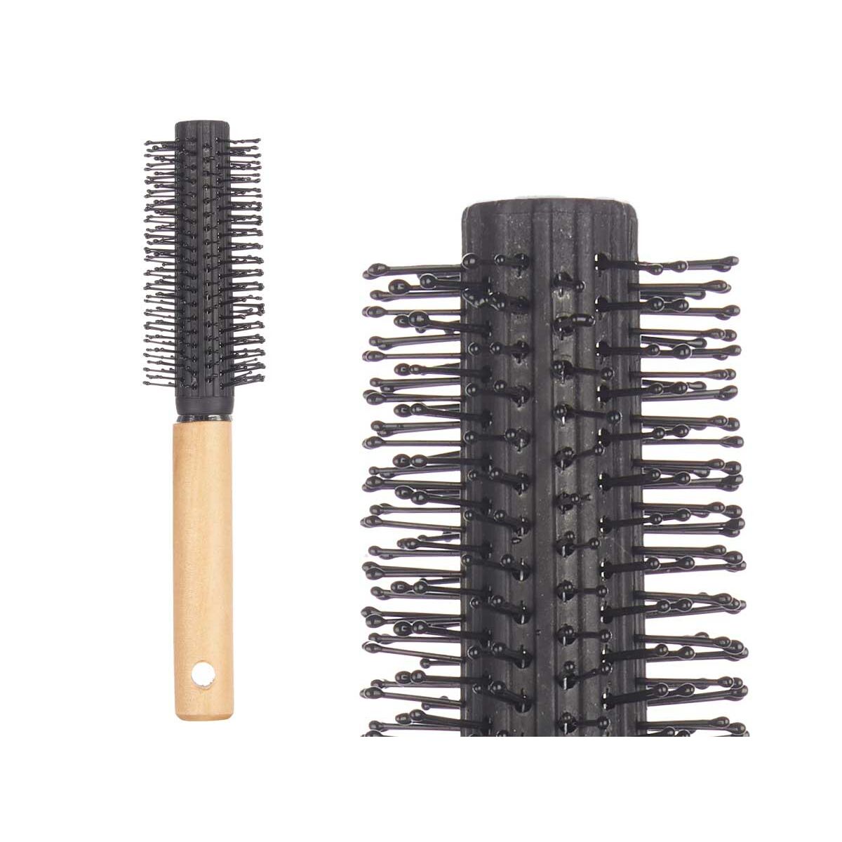 Brosse Ronde Marron Noir Bois Silicone Plastique (12 Unités) 212Barber.com